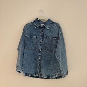 Oversized Acid Wash Denim Button Up Shirt